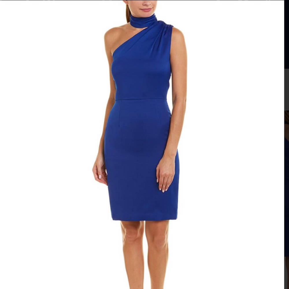 Reiss Ennie One Shoulder Fitted Dress Blue Sz 6 Sm